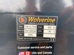 2025 Wolverine Unused TDB-11-72W Skid Steer Duty Bucket