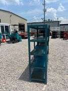 (2) Steel Workbenches and (1) Steel Shelf