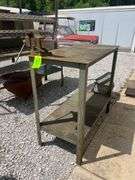 Steel Work Table with Vise - 48in x 24in x 43.5in