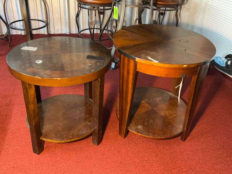 (2) Round wood coffee tables image