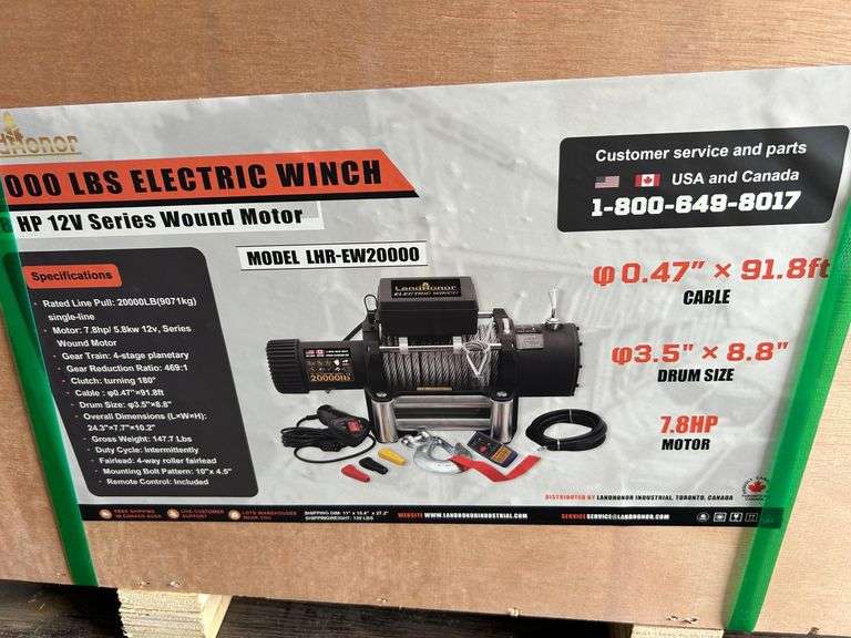 2025 Landhonor Unused LHR-EW20000 7.8hp 20,000lb Electric Winch image