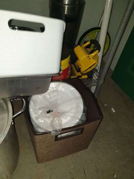 Wire Shelf with all contents: cookware, plastic bowls, etc,