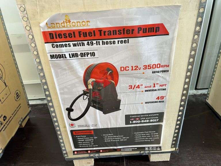 2025 Landhonor LHR-DFP10 Unused Diesel Fuel Transfer Pump with 49ft Hose Reel image