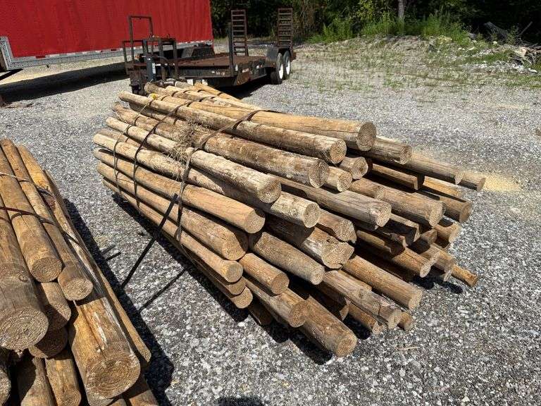 Untreated Wood Posts - Assorted Diameters and Lengths between 7ft and 8ft Long image