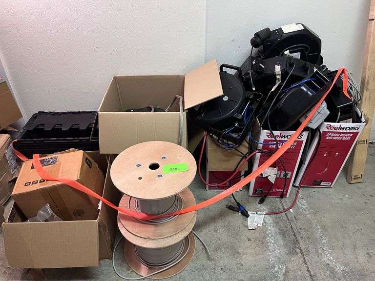 Misc Lot:  Air hose reels, spools of wire image