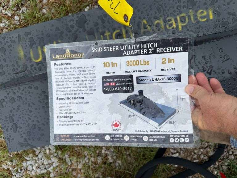 2025 Landhonor Unused UHA-16-3000G Skidsteer Universal Hitch Adapter