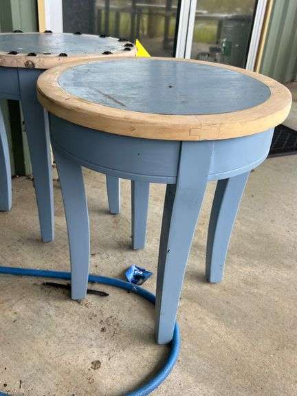 (2) Wooden round tables