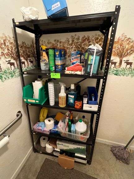Shelf with Bathroom cleaning supplies image