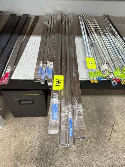 Lot - Assorted Aluminum Flat Bar, Trim Channel, Square Tube image