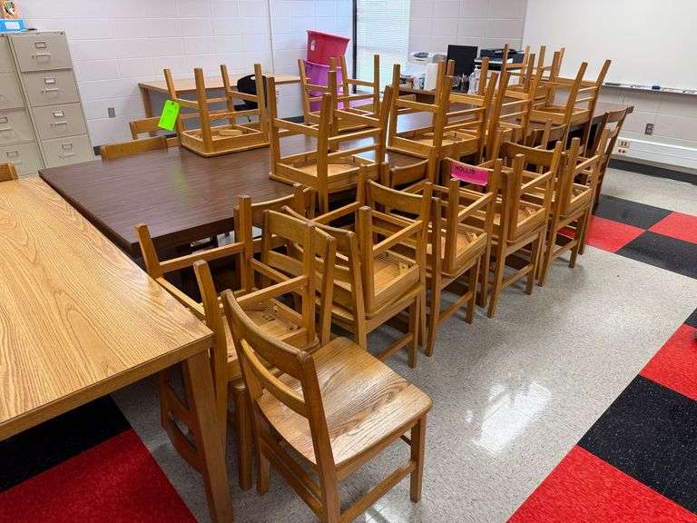 Lot - (30+/-) Wood Student's Chairs image