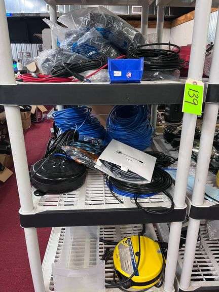 (2) shelves with all contents, wire, reels