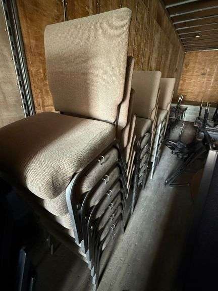 (19) Tan Stackable Cushioned Chairs image