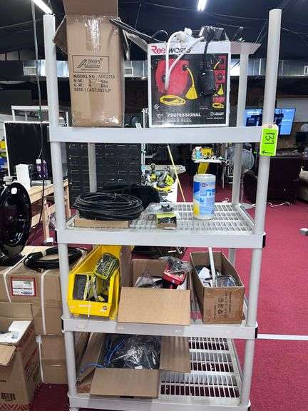 LARGE LOT:  Shelf with all contents, (6) boxes of wire/(3) reels image