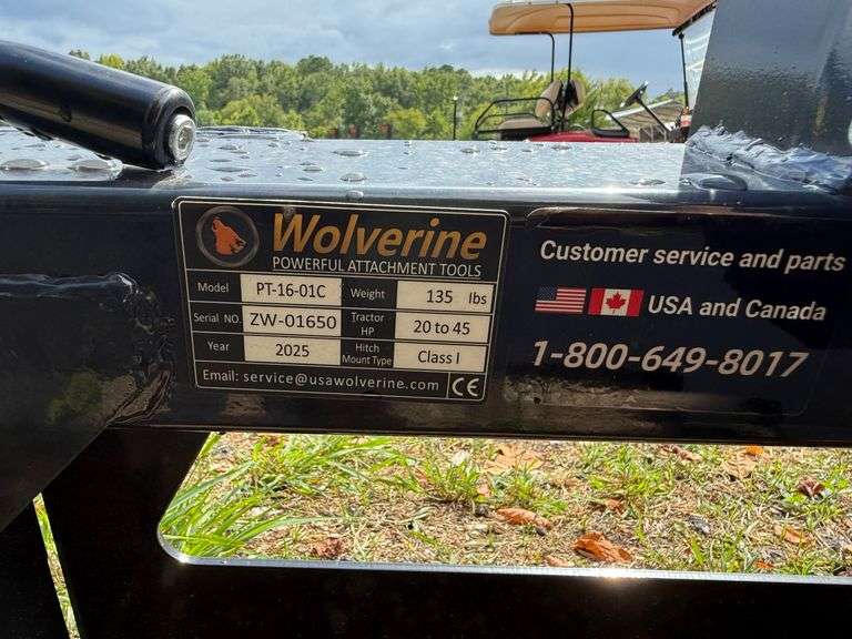 2025 Wolverine Unused PT-16-01C Skidsteer 3pt Quick Hitch