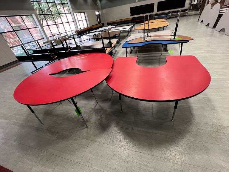 (3) Red Top Classroom Kidney Tables image