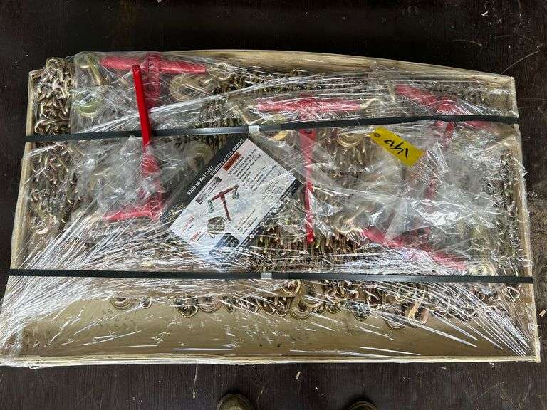 Pallet - 2025 Landhonor Unused LHR-RC9200 - 9200 lb Ratchet Binders and G70 Chains, (5) Binders and (10) 20ft Chains image
