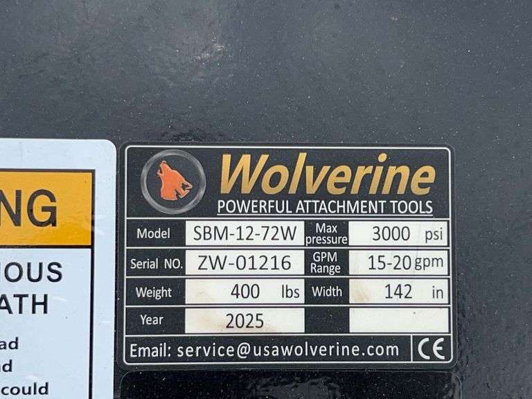 2025 Wolverine Unused SBM-12-72W Skidsteer Sickle Bar Mower