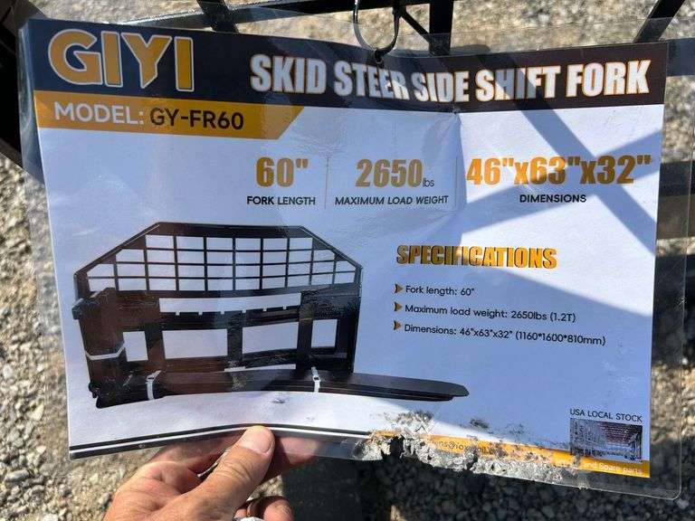 2025 GIYI Unused 5' Skid Steer Pallet Forks