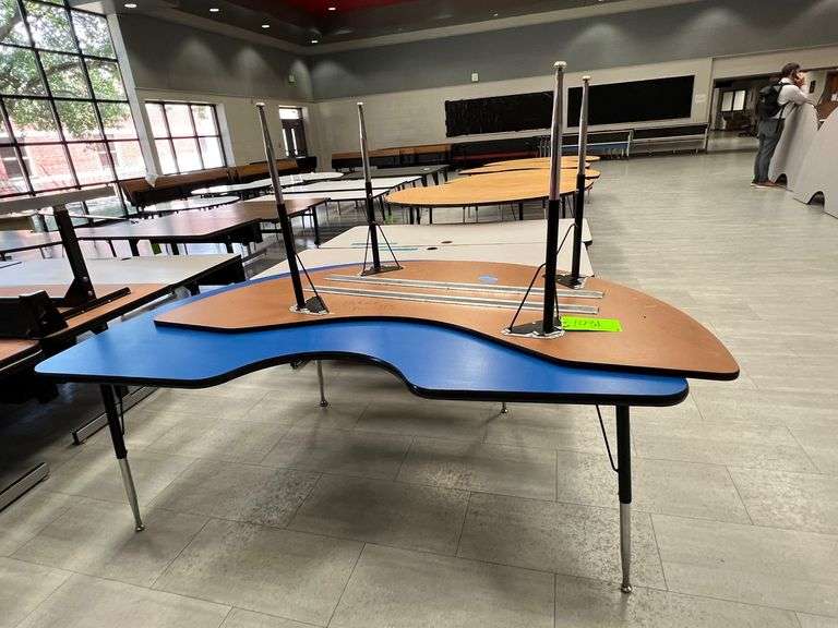 (2) Blue Top Classroom Kidney Tables image