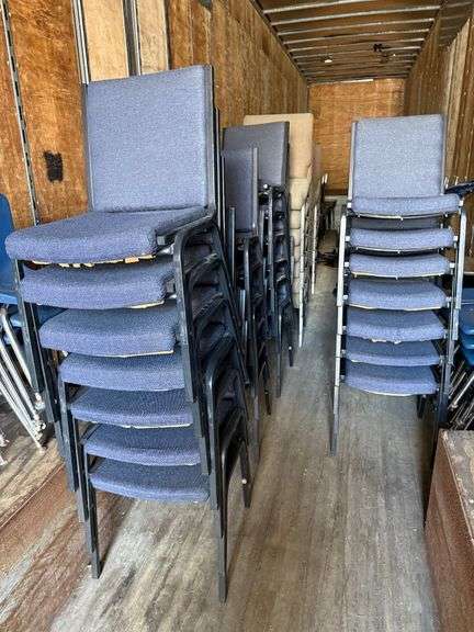 (32) Blue Stackable Cushioned Chairs image