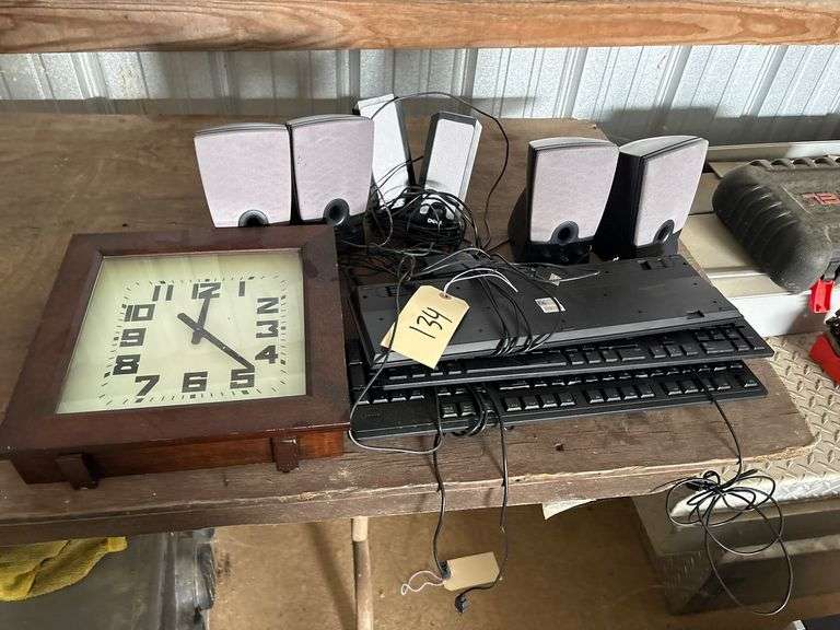 3-Compter Keyboards, 3-Sets of Computer Speakers, 1-Wall Clock image