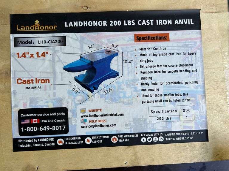 2025 Landhonor Unused LHR-CIA200 - 200lb Cast Iron Anvil image