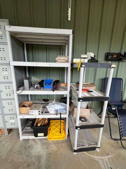 (2) Plastic Shelves with all contents: Windchimes, bowls, misc image