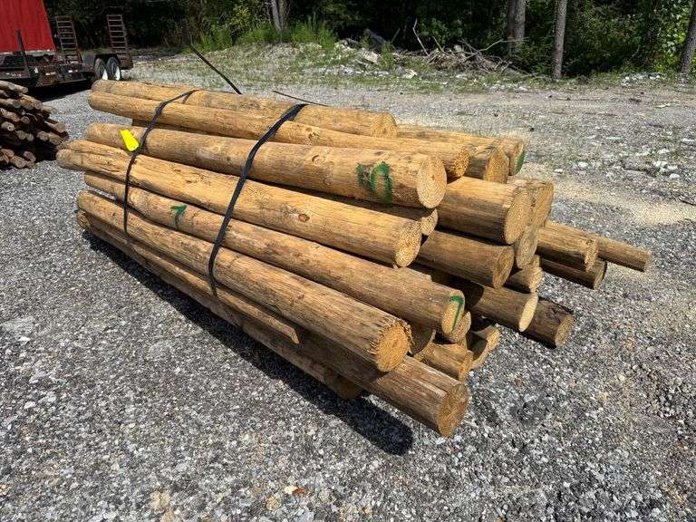 Untreated Wood Posts - Assorted Diameters and Lengths between 8ft and 10ft Long image