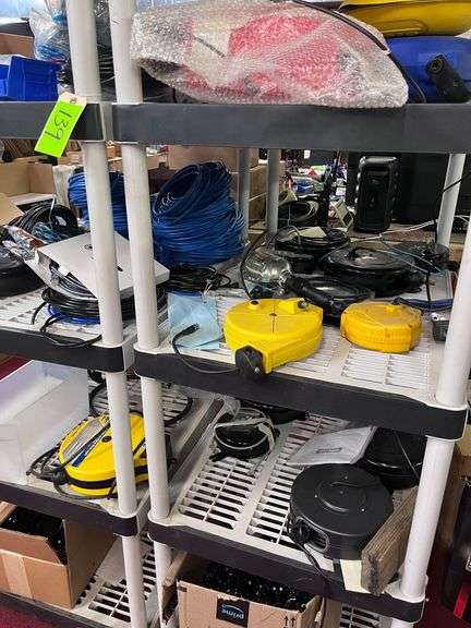 (2) shelves with all contents, wire, reels