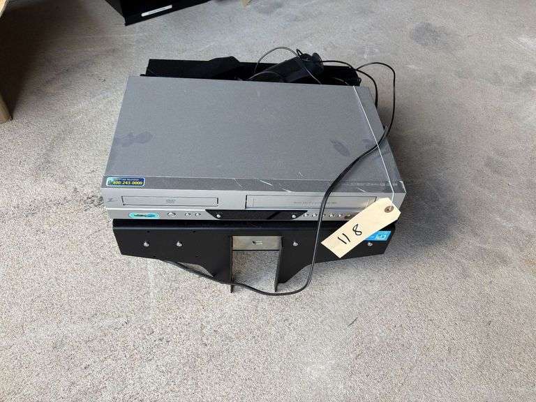 1 Laptop Table, DVD/VHS Player and Set of Computer Speakers image