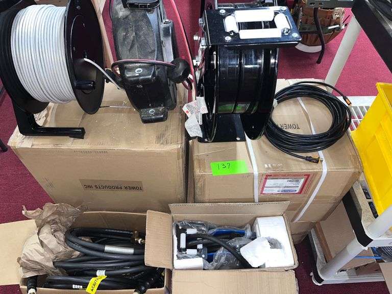 LARGE LOT:  Shelf with all contents, (6) boxes of wire/(3) reels