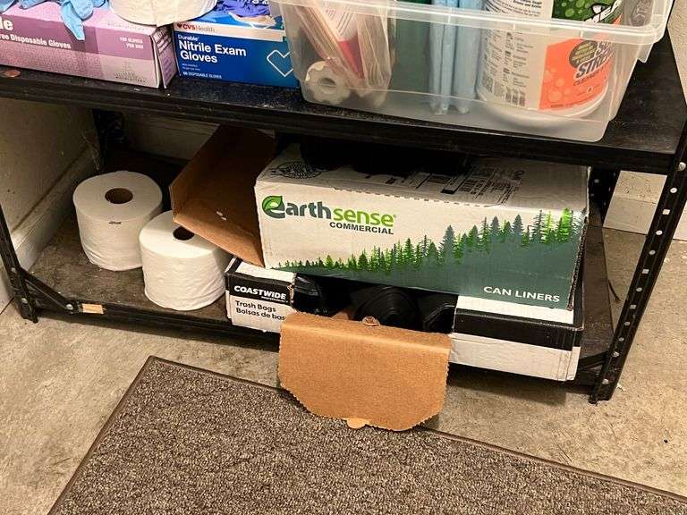 Shelf with Bathroom cleaning supplies