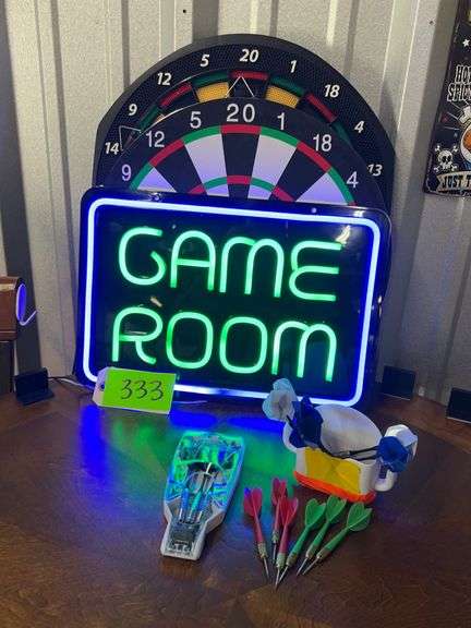 Game Room Sign (works)/(2) dart boards with darts image