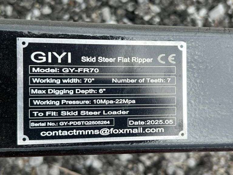2025 GIYI Unused GY-FR70 Skidsteer Flat Ripper