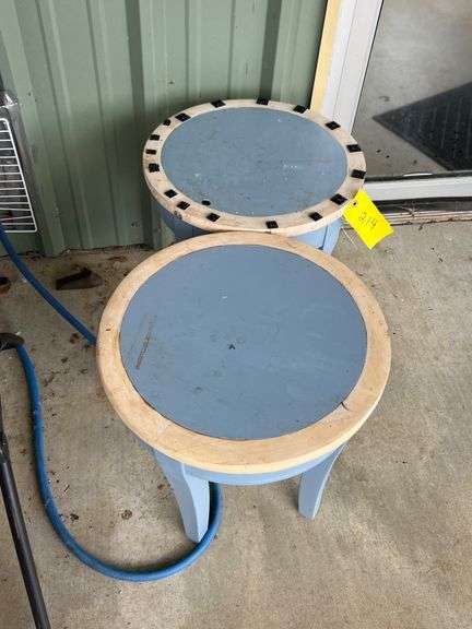 (2) Wooden round tables