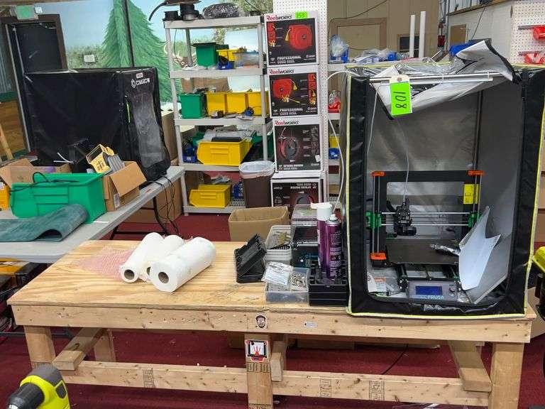 2022 Original Prusa 13 3D Printer / Wood table, / Contents included image