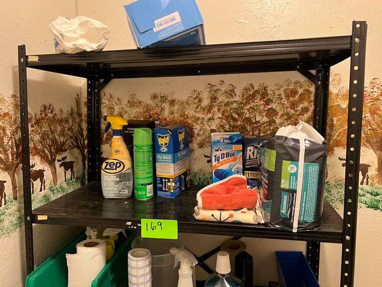 Shelf with Bathroom cleaning supplies