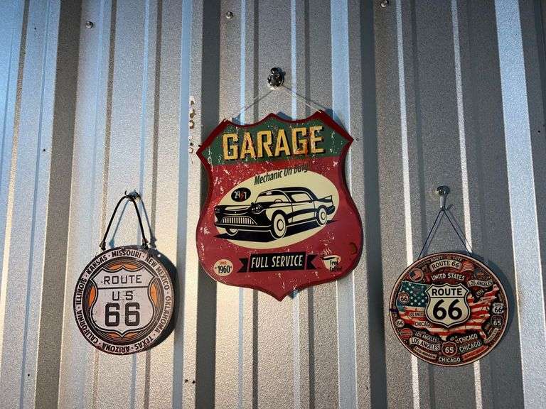 (3) Metal Car Signs/Route 66 image