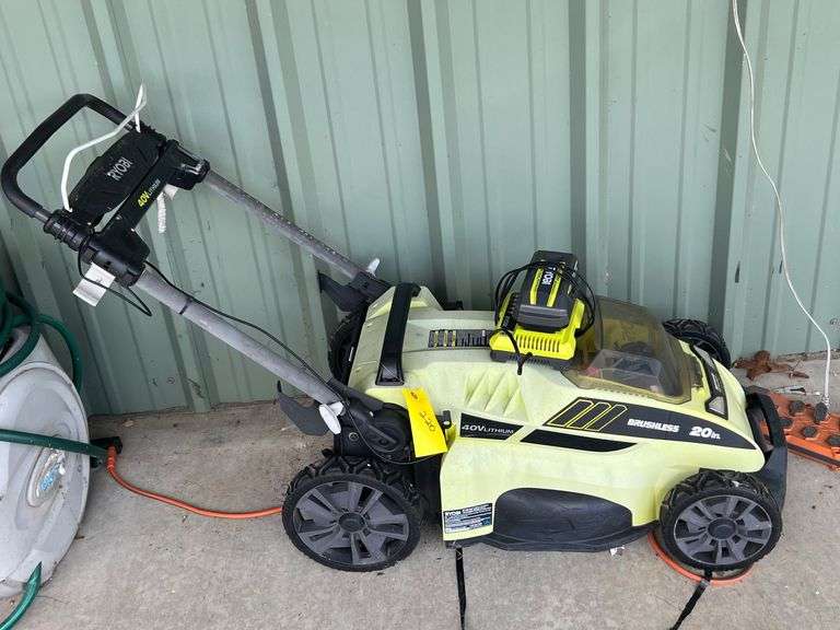 Ryobi Battery Powered lawn Mower with batteries and charger image
