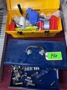 (2) Tool boxes with socket sets / Stack on misc items