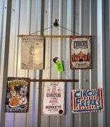 (5) Metal Circus Signs