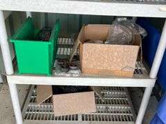 (2) Plastic shelves/table, misc