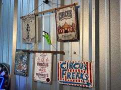 (5) Metal Circus Signs