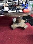 Wood table with all contents: Lamp, Surge protectors, socket sets