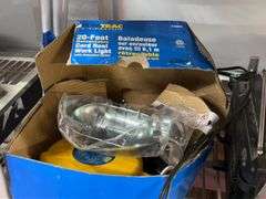 (2) Shelves with all contents:  Work light, retractable cord reels, misc parts