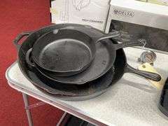 Vintage table: Skillets/Soda stream/Faucet/Pans