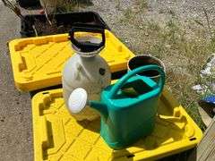 Bins with dirt/top soil/bags of mulch