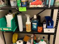 Shelf with Bathroom cleaning supplies