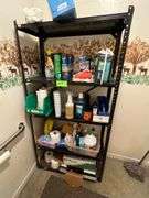 Shelf with Bathroom cleaning supplies