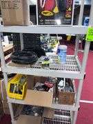 LARGE LOT:  Shelf with all contents, (6) boxes of wire/(3) reels